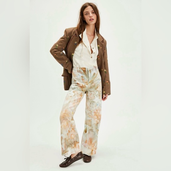 NWT Riverside Tool & Dye x Free People Sailor Pant M Ivory High Waist Wide Leg - Picture 3 of 10